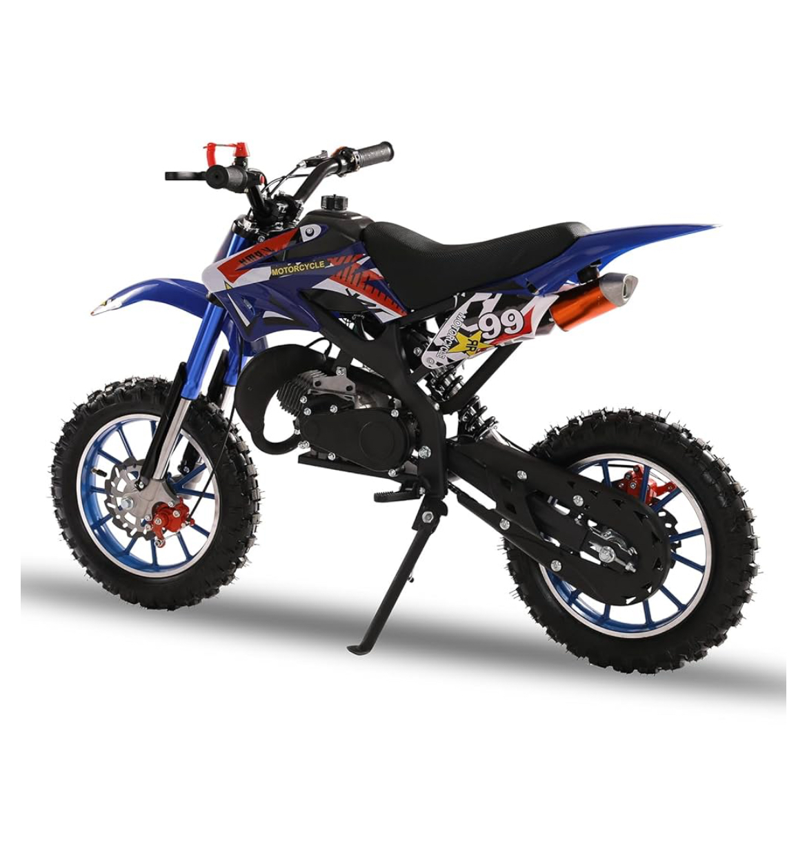50cc Dirt Bike for Adults & Kids, Mini Bike Gas Powered Off Road Trail Bike with Speeds up to 40 MPH for Uphill and Off-Road Conditions, 2-Stroke, Blue